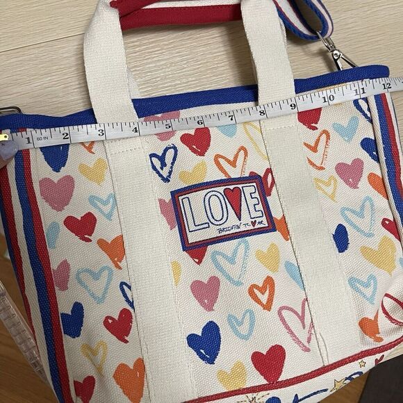 BRIGHTON Red White and You Canvas small crossbody Tote Purse sparkle and shine - Picture 5 of 9